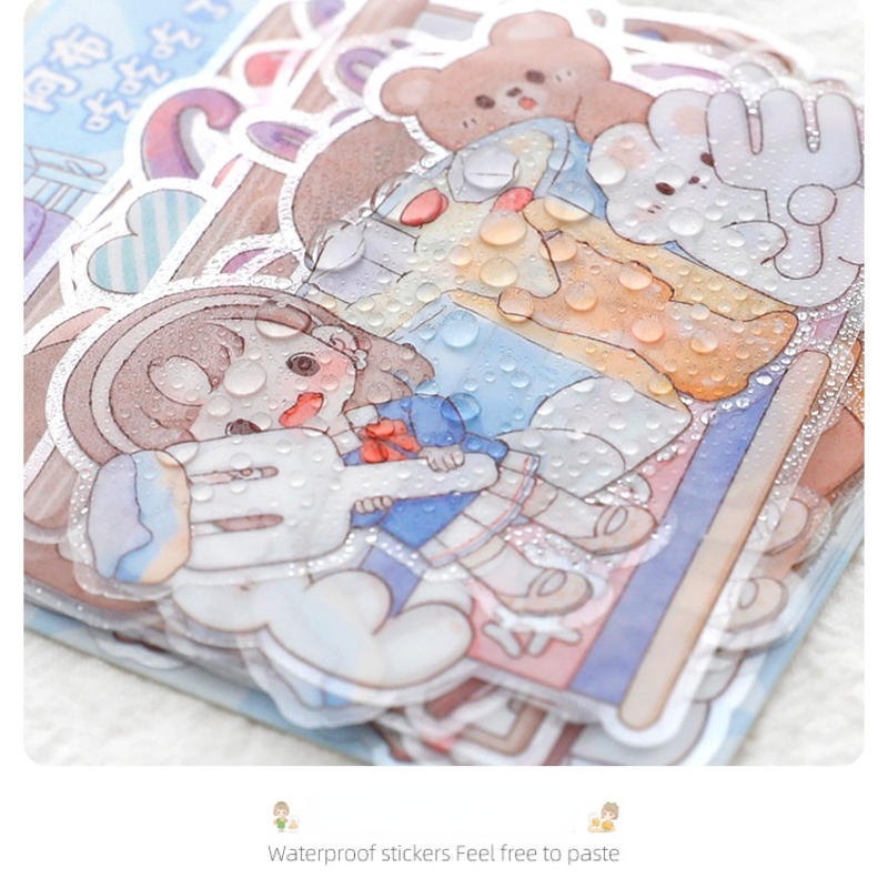 ⭐ iLado ⭐【10PCS】 telado sticker PET Không Thấm Nước Nhãn Hình Dán Cute Sticker Dễ Thương Sticker Trang Trí Sổ Dán Sổ Lưu Trữ Sticker Tập Vở Trang Trí Sổ Hình Dán Sticker  Hiểm Bộ Sticker Nhãn Dán Sổ Chiết Lưu Trữ