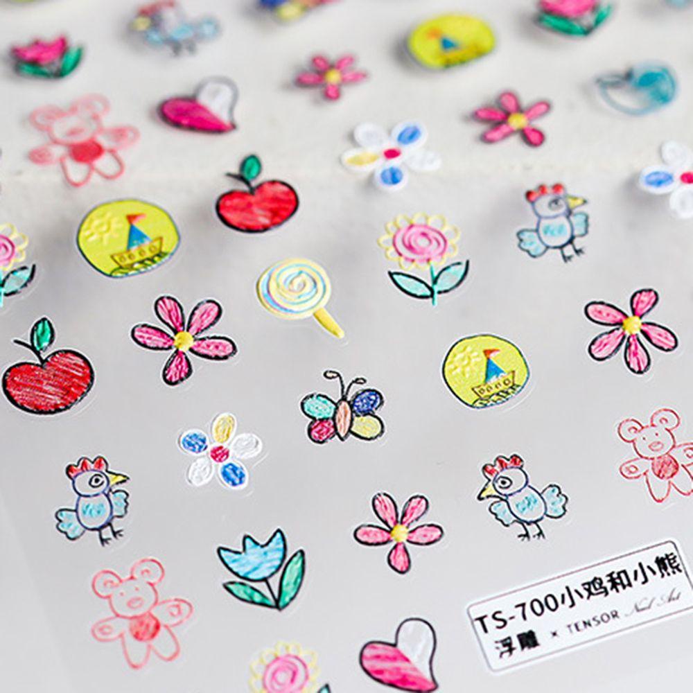 Miếng Dán Trang Trí Móng Tay Họa Tiết Hoạt Hình Thỏ Và Kem Dễ Thương