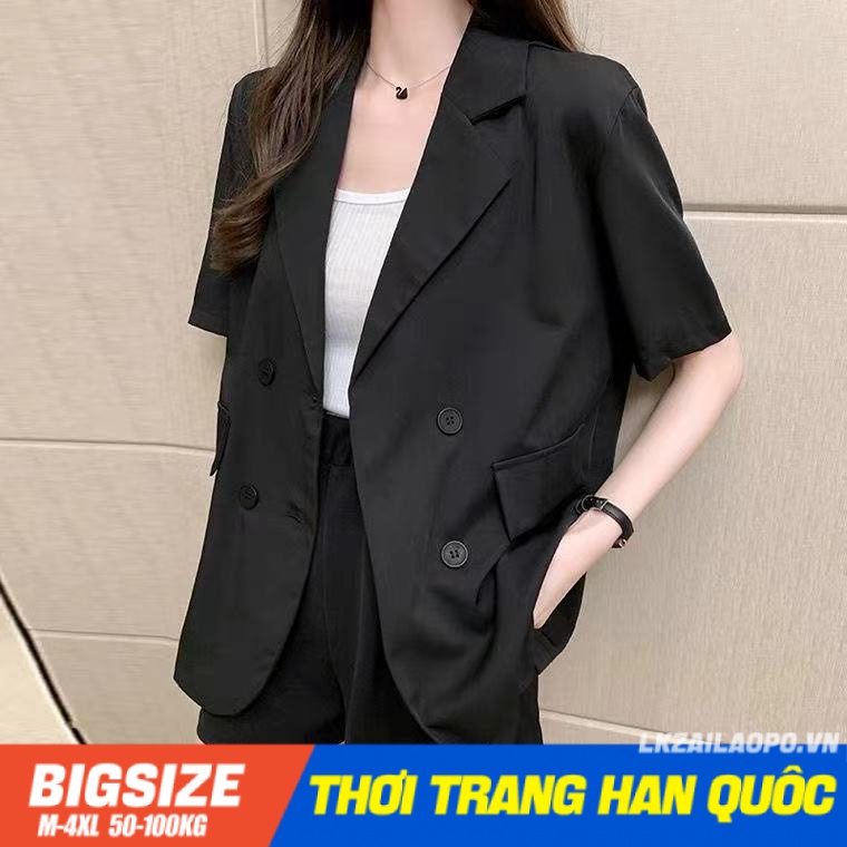 Áo vest blazer Bigsize Áo nữ form rộng tay ngắn mỏng mùa hè Phong cách Hàn Quốc Thời Trang tiểu thư cá tính xinh đẹp bigsizegiaree