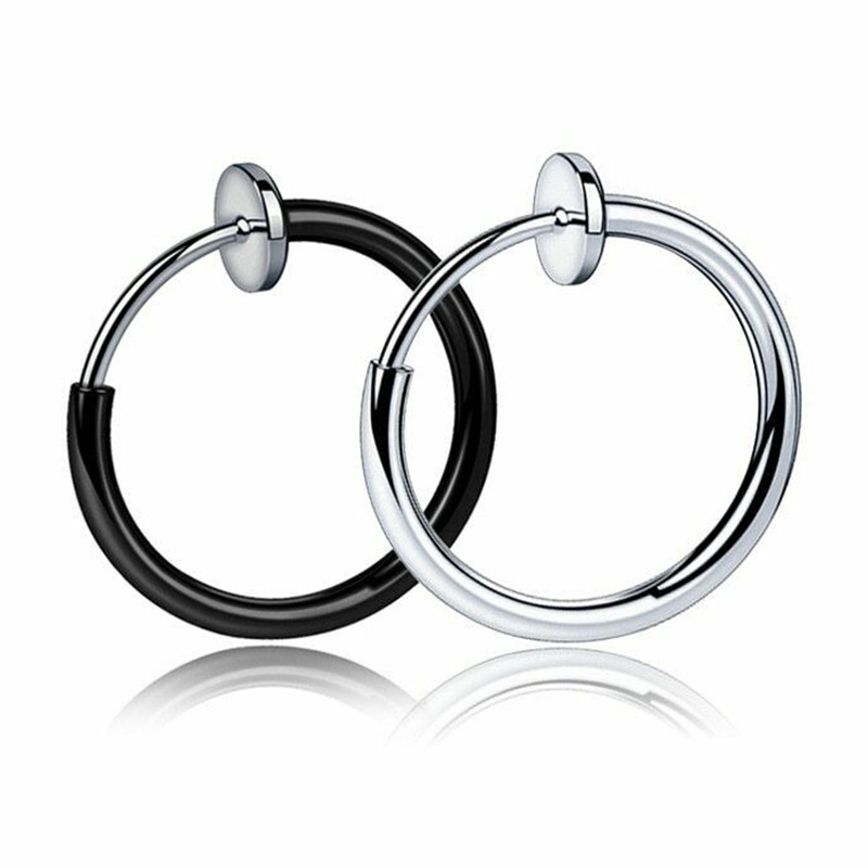 1Pair Classic Hip-Hop Style Hoop Earrings Circle Hoop Earrings for Women Jewelry Steampunk Ear Clip Gift