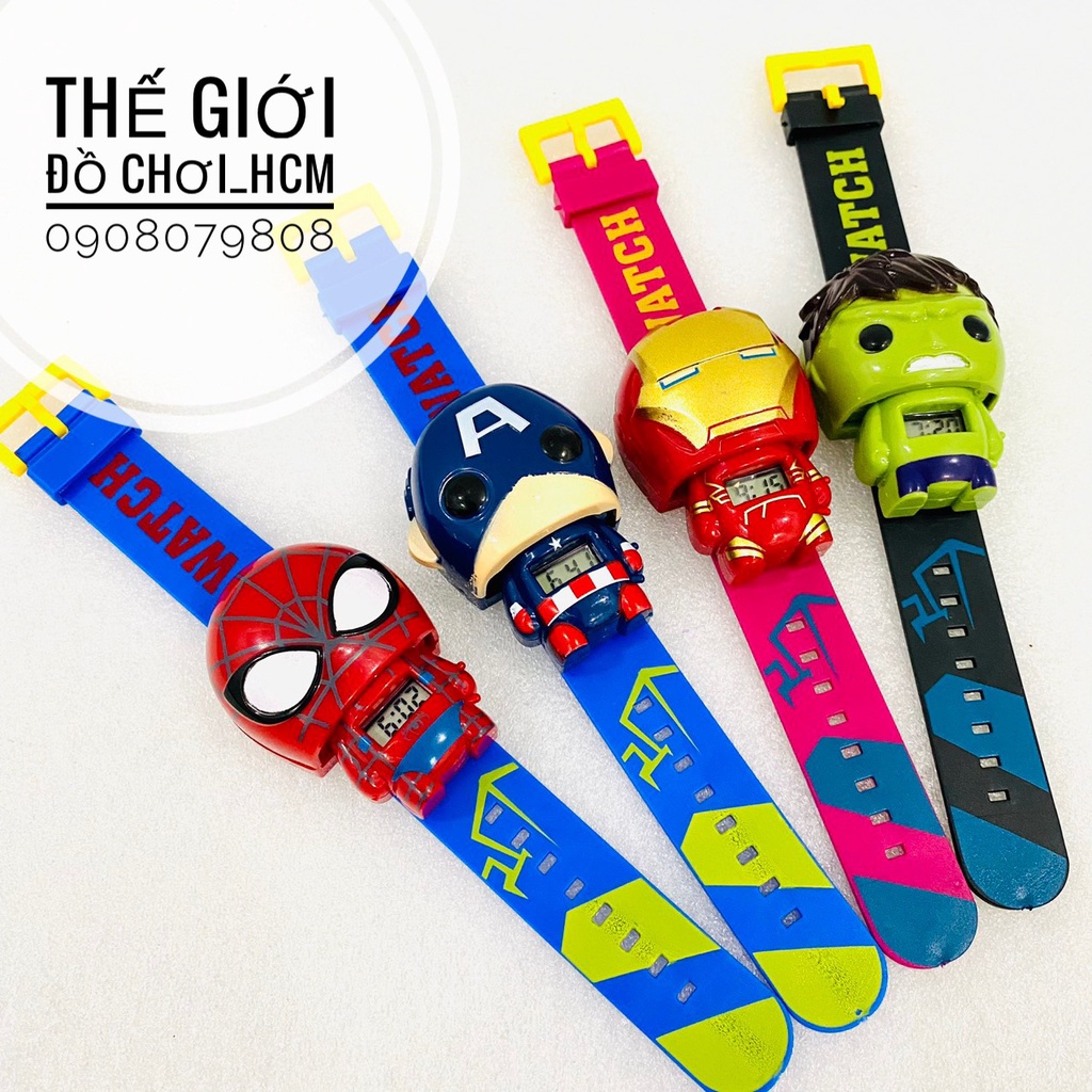 [HOT-NHIỀU MẪU] Đồ chơi đồng hồ đeo tay hình siêu nhân, siêu anh hùng Marvel cho bé thích Spiderman, Ironman… 899A-3