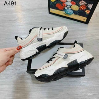 Giày Sneakers Nữ, Giày Thể Thao Nữ Đế Độn 3cm Lượn Sóng Màu Kem Cá Tính Hot Trend Minhtushoes Giày Dép Nữ Cao Cấp BH12