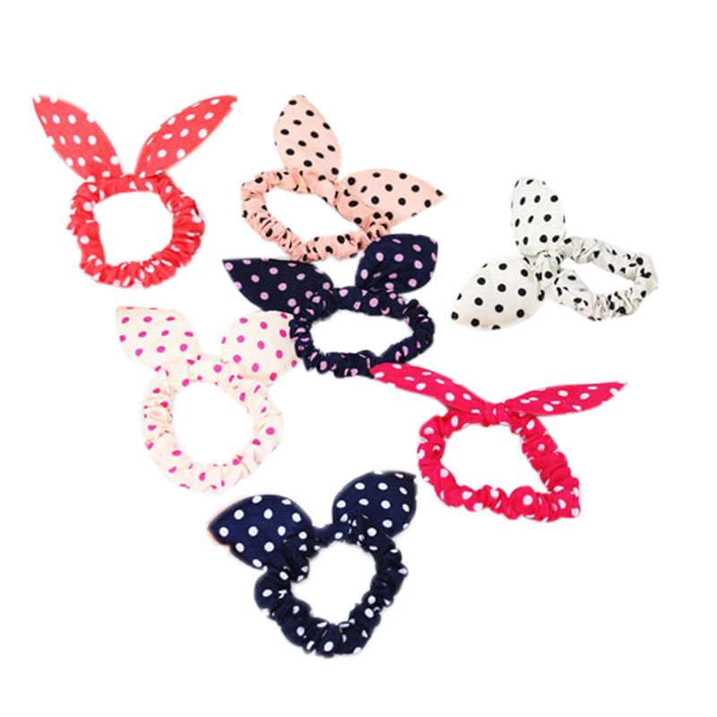 Thun Cột Tóc Co Giãn Hình Tai Thỏ Nhiều Màu