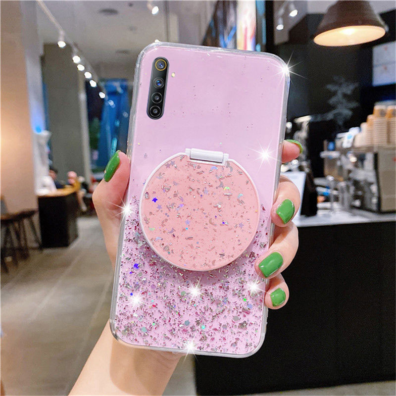 Ốp điện thoại Tráng Gương Có Giá Đỡ Tiện Dụng Cho Realme 5 6 7 Pro 5i 6i 7i Xt