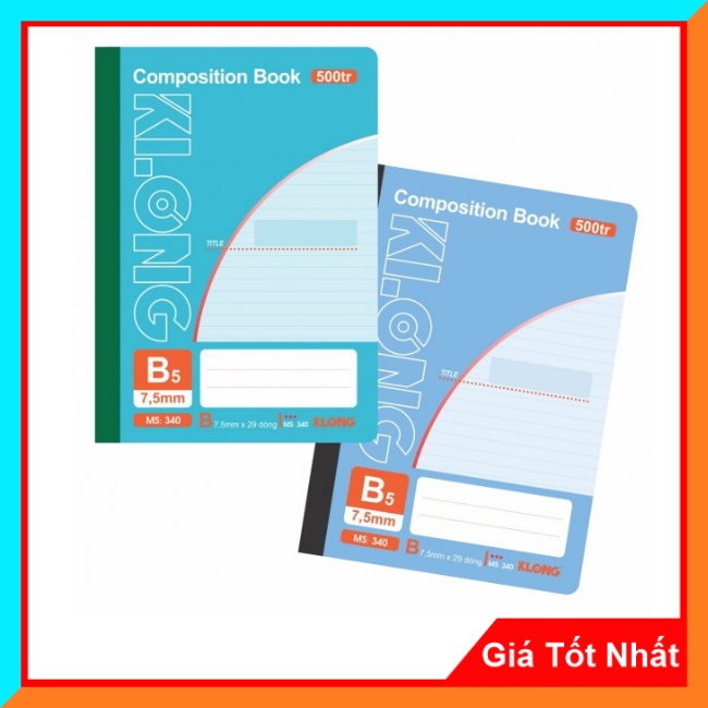 Sổ may dán gáy KLONG Khổ B5 Composition Book 500 trang, MS: 340, Sổ Kẻ Ngang Phù Hợp Học Sinh, Sinh Viên