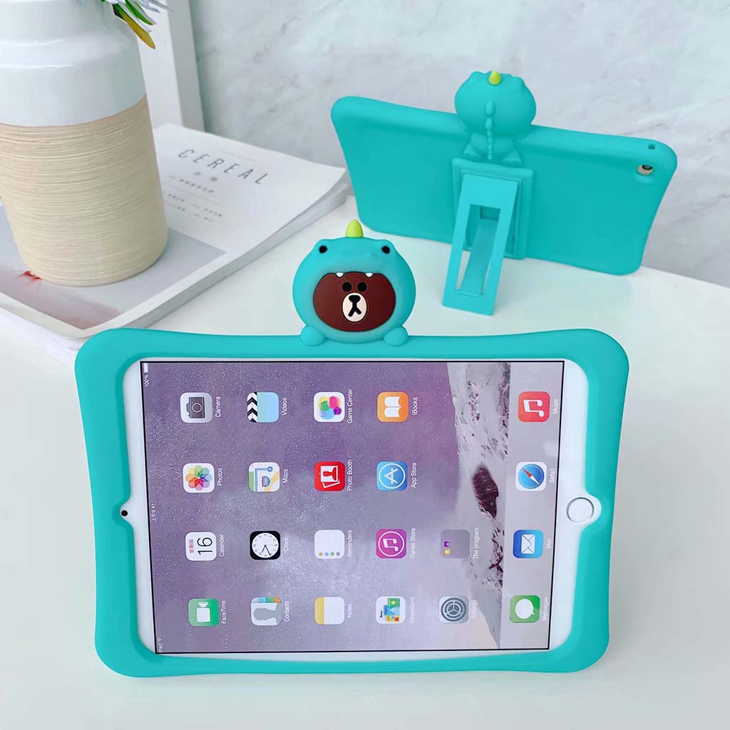 Ốp máy tính bảng silicon có giá đỡ cho Ipad air 1 2 3 mini1 2 3 4 5 mini2019 ipad5 6 Pro9.7 10.5 Gen7 10.2