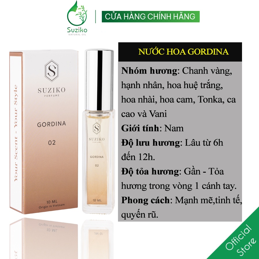 Nước hoa nam Suziko Gordina cá tính, sang trọng. Nước hoa mini gợi cảm 10ml dạng xịt tiện lợi