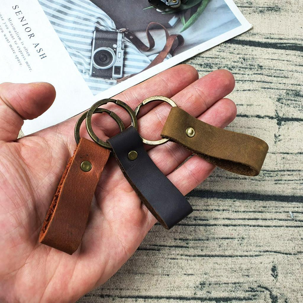 Móc Khóa Da Bò Thât HandMade LK302VB- 100% da bò thật, BH 3 năm