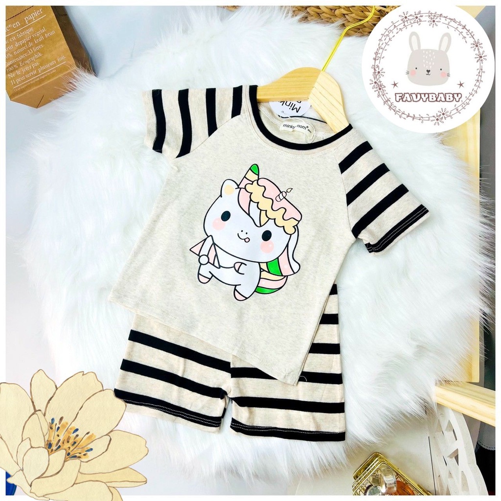Bộ MINKY MOM Tay Ngắn Bé Trai Bé Gái 8 - 20kg Chất Cotton Hàn Hình Hổ Pony Sọc Dệt Trẻ Em 0 1 2 3 4 5 6 Tuổi - Favybaby