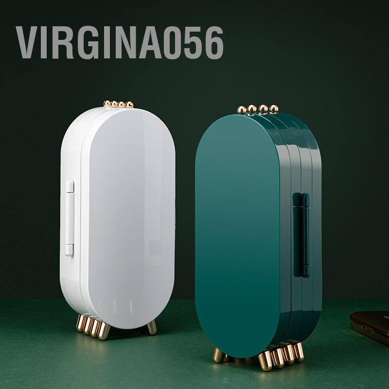 Có thể bán buôn Hộp lưu trữ đồ trang sức Gương có thể gập lại Thiết kế màn hình vòng cổ bằng nhựa kim loại Giá đỡ hiển thị cho gia đình Hàng giao ngayVirgina056