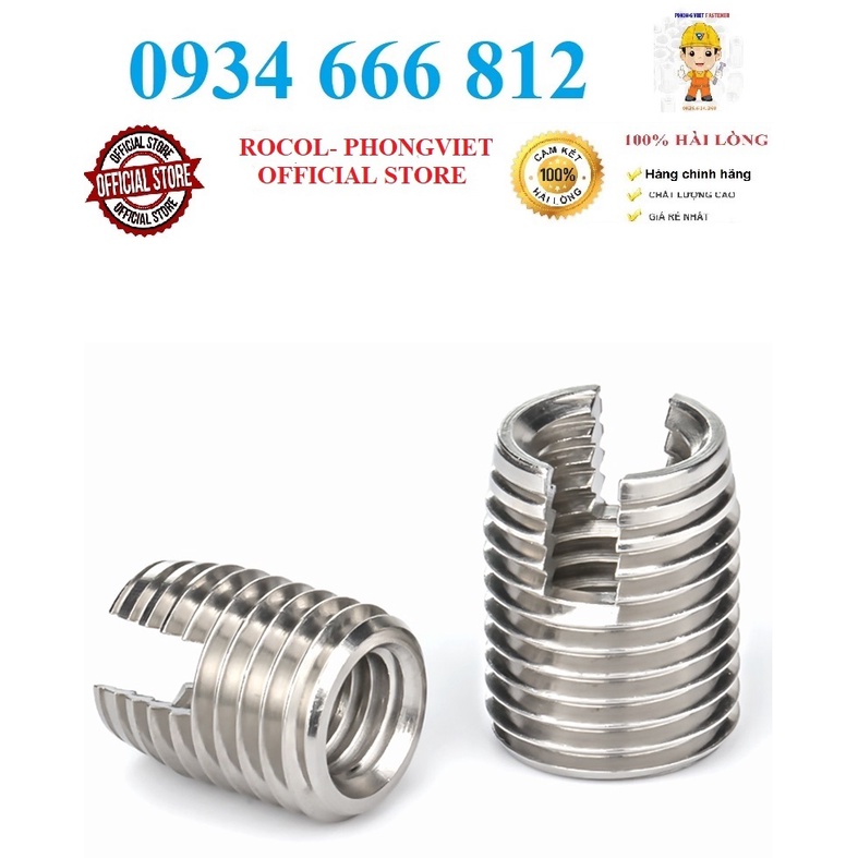 5 cái Ren cấy Helicoil tự taro inox 302 M3,M4,M5,M6,M8,M10