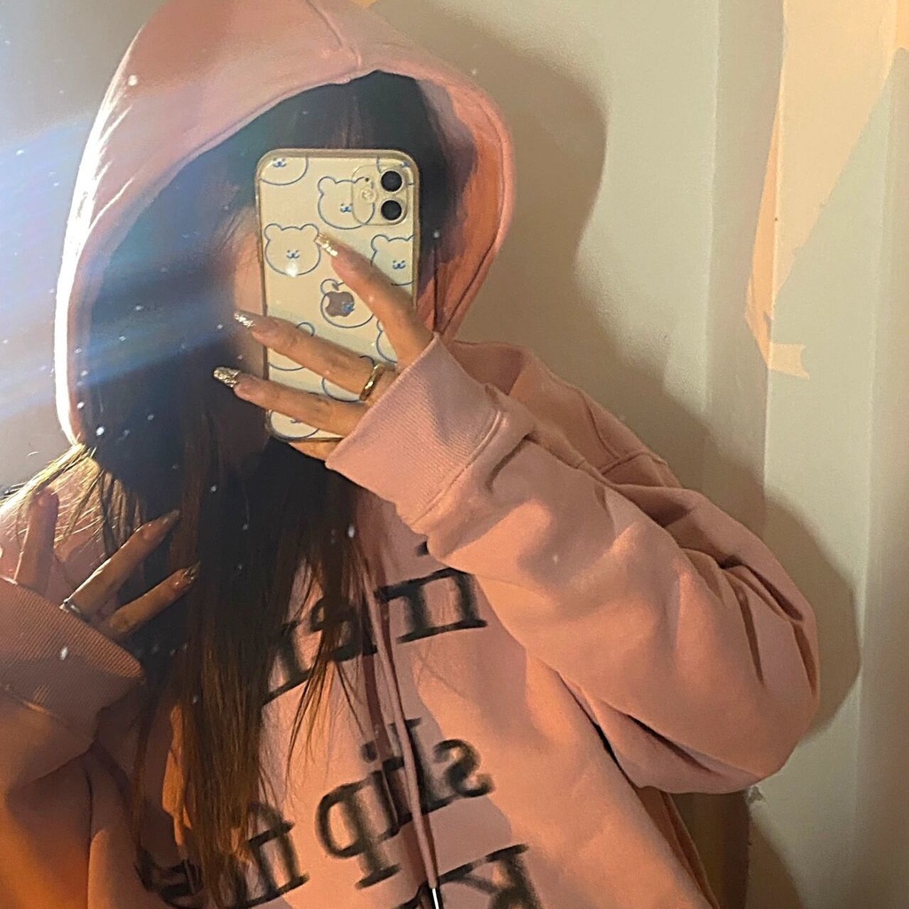 Áo Hoodie Dáng Rộng Siêu Ngọt Ngào Phong Cách Harajuku BF Lót Lông Cừu Siêu Hot Trong Mùa Đông Cho Nữ Sinh