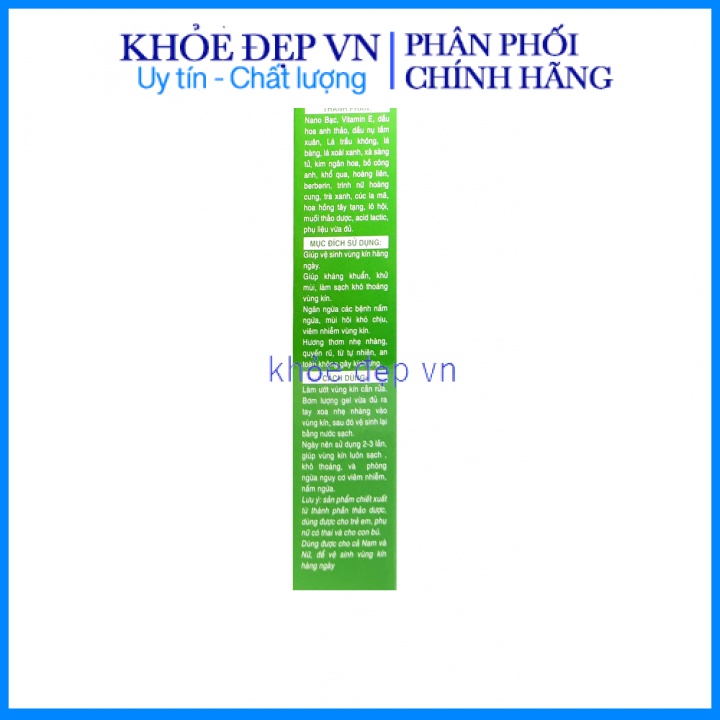 Dung dịch vệ sinh thảo mộc Berberin nano bạc làm sạch, kháng khuẩn, ngăn mùi – Chai 150ml
