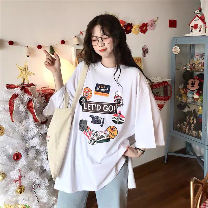 Áo Thun Nam Nữ LET'D GO, Áo Thun Tay Lỡ Form Rộng Unisex Ulzzang -  A19