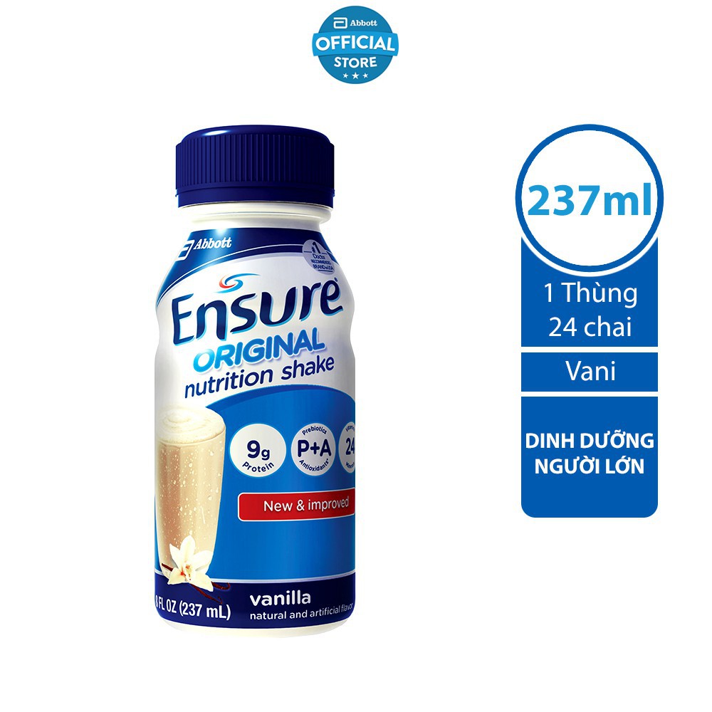 Suata24h-Thùng 24 chai sữa Ensure nước vani 237ml