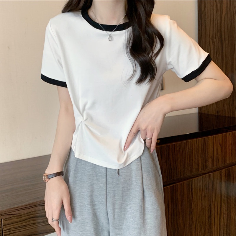 Áo thun nữ SUXI tay ngắn cổ tròn màu trơn dễ phối đồ thời trang mùa hè