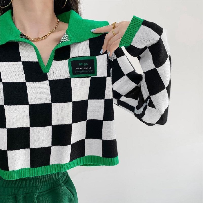 ZHELIHANGFEI Áo Sweater Tay Dài Cổ Thủy Thủ Lưng Cao Quyến Rũ Dễ Phối Đồ Phong Cách Âu Mỹ