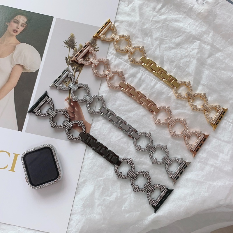 Dây Đeo Đồng Hồ Bằng Kim Loại Cho Apple Watch Band Series 7 6 SE 5 4 3 41mm 45mm 40mm 44mm 42/38mm