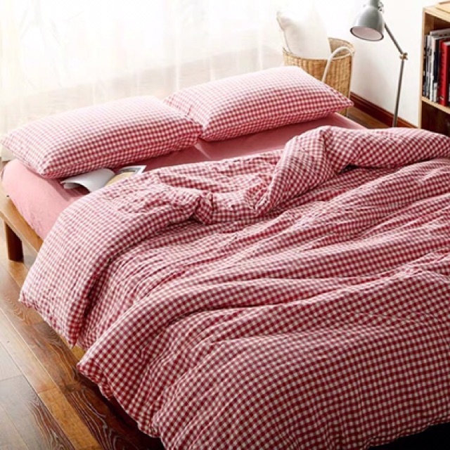 Bộ 4 món chăn ga gối cotton poly phong cách Hàn