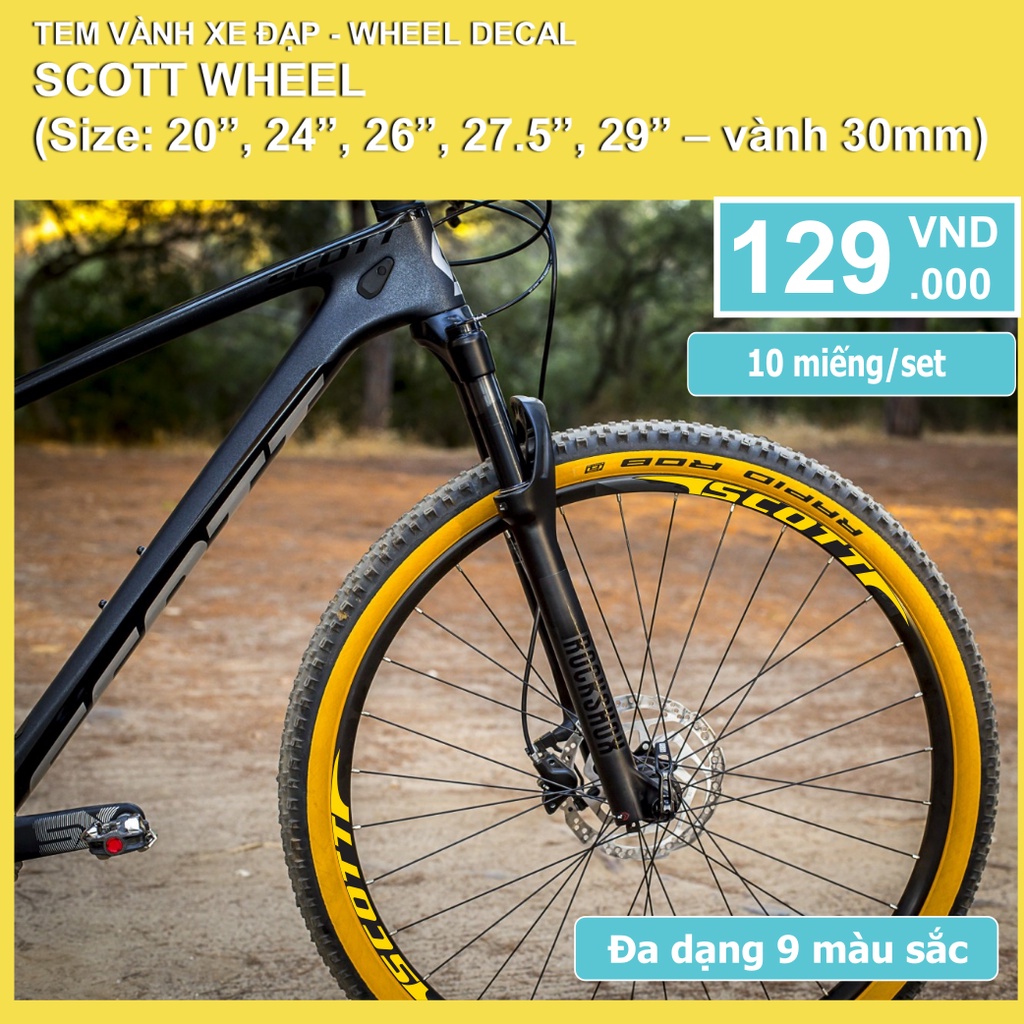 Tem decal dán vành niềng phanh đĩa xe đạp địa hình MTB SCOTT Disc | Wheel decal