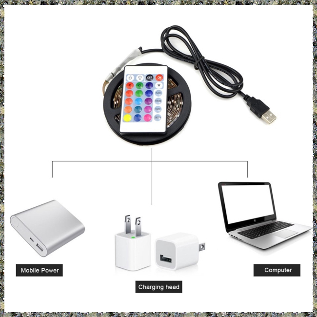 Bộ dây đèn LED RGB USB 5V đổi màu chống thấm nước tích hợp remote điều khiển từ xa