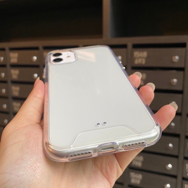 Ốp lưng iPhone trong suốt SPACE cao cấp/ mặt lưng cứng không ố/ chống sốc/ bảo vệ camera và màn hình - BH 1 đổi 1