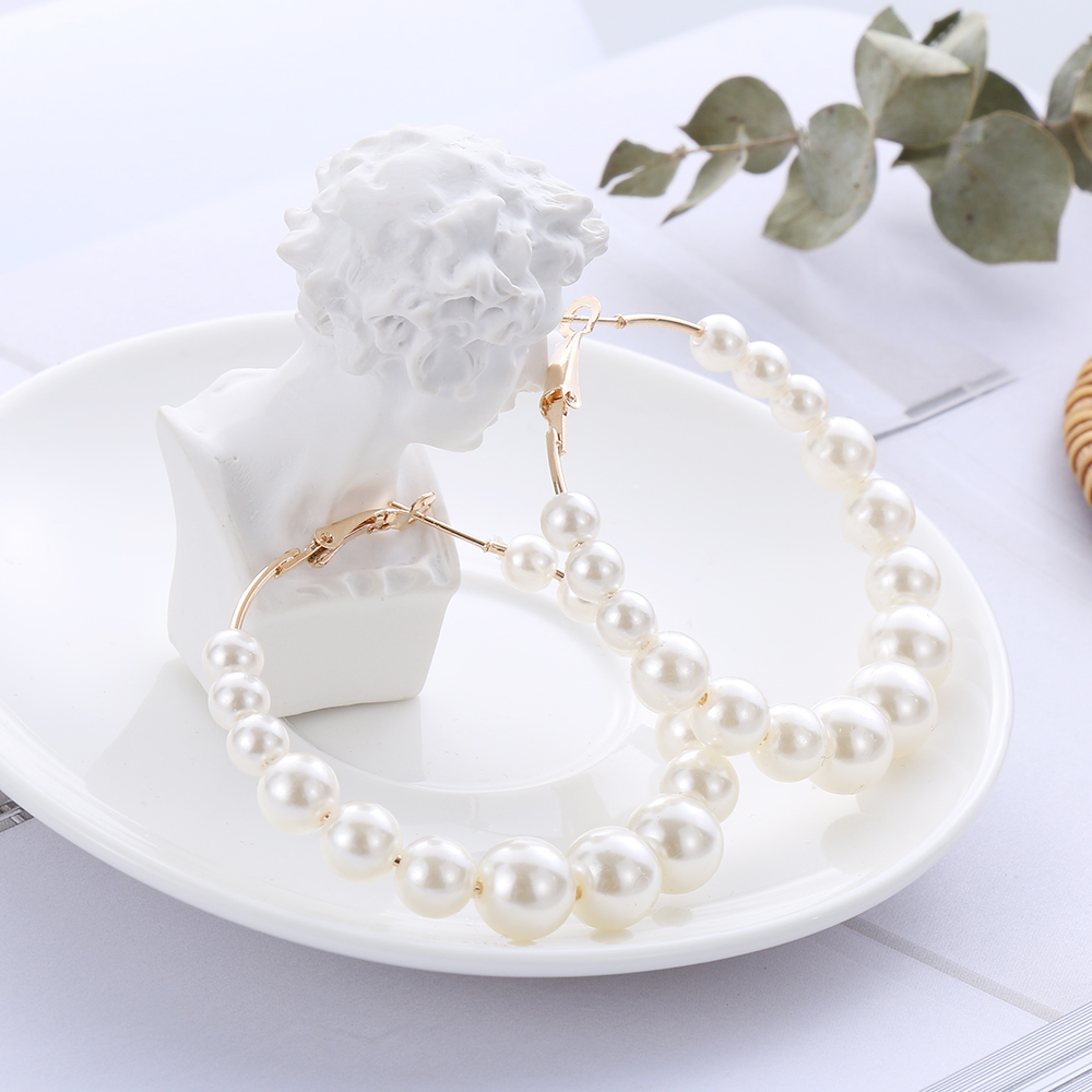 Bông Tai Tròn Đính Ngọc Trai Thời Trang Cho Nữ