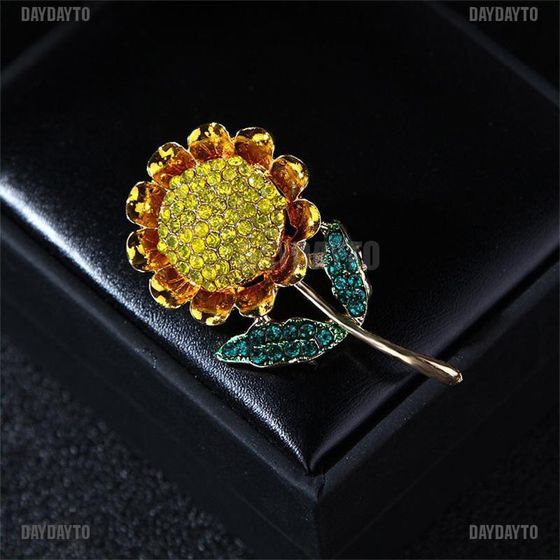 Ghim Cài Áo Hình Hoa Hướng Dương Đính Pha Lê Thời Trang