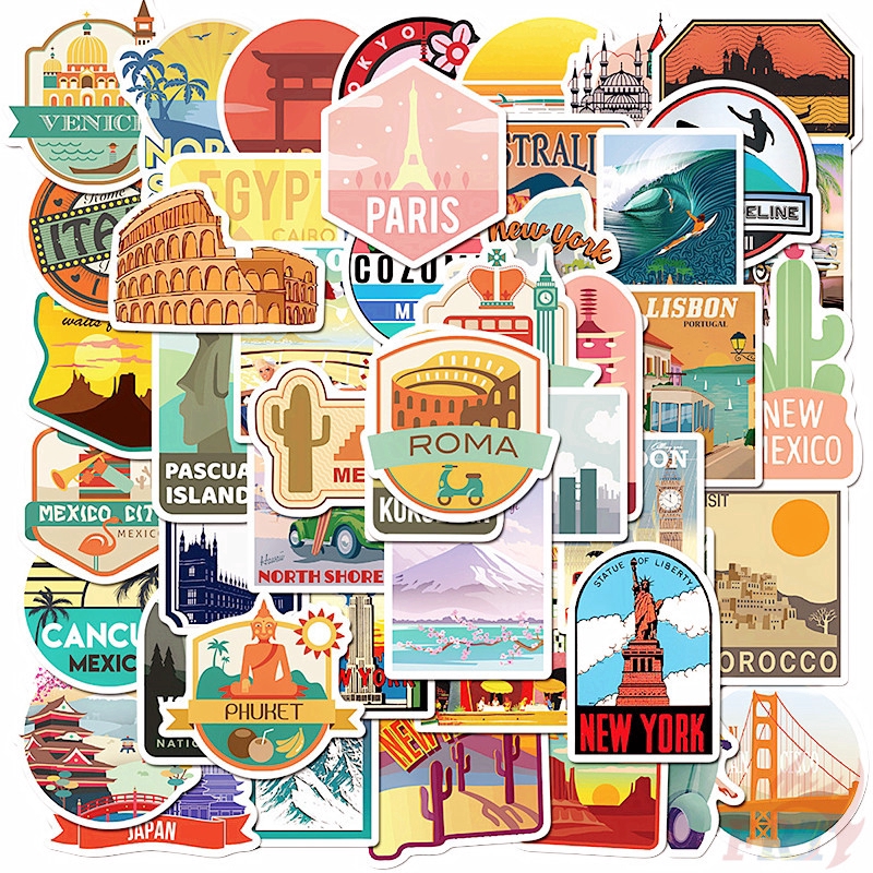 ❉ Famous Tourist City Scenery - City Travel Stickers ❉ 50Pcs/Set DIY Fashion Decals Doodle Stickers