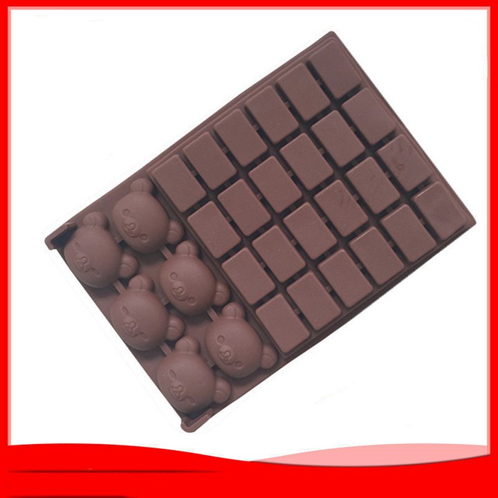 HCM - Khuôn silicon đổ socola, rau câu viên, kẹo dẻo hình gấu và ô chữ nhật