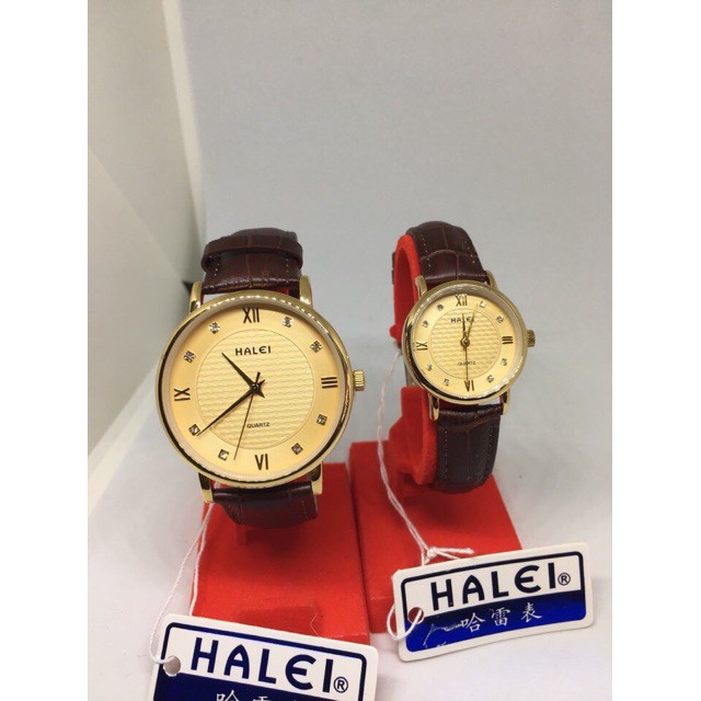 Cặp đồng hồ nam nữ Halei dây da chống nước cực đẹp | BigBuy360 - bigbuy360.vn