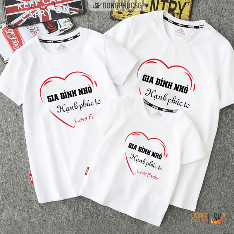 Áo gia đình nhỏ hạnh phúc to Đồng phục gia đình 3/4/5 người Thun cotton dày dặn GD301T | DONGPHUCSG