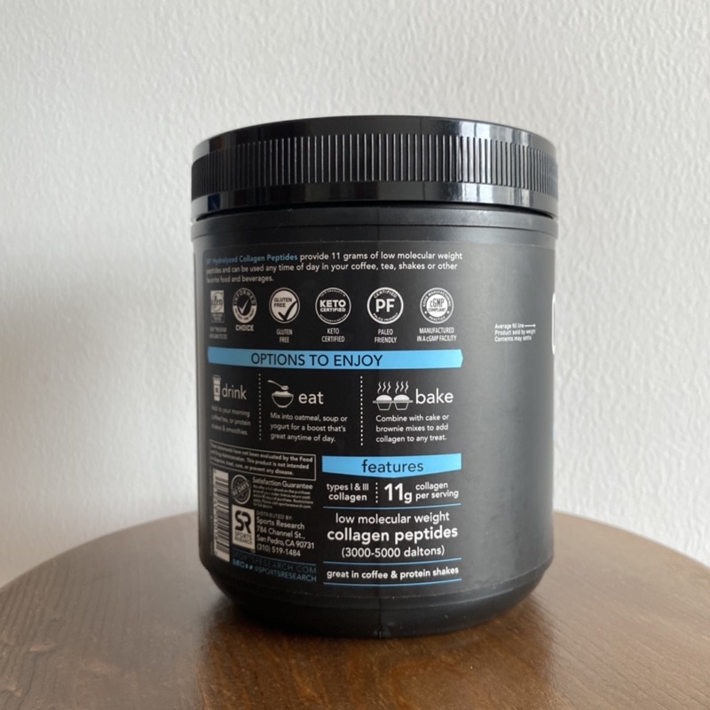 COLLAGEN PEPTIDES SR BỘT COLLAGEN THUỶ PHÂN SPORT RESEARCH TYPE I & III POWDER MẪU MỚI CỦA MỸ