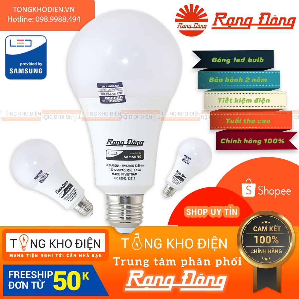 Mã LIFEXANH03 giảm 10% đơn 500K Bóng đèn LED Rạng Đông, ChipLED SAMSUNG, 2