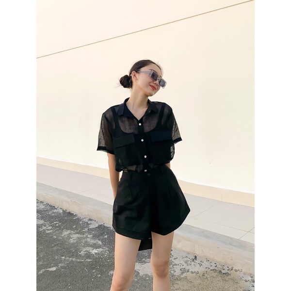 Áo kiểu sơmi tay ngắn hai túi POCKETS SHIRT