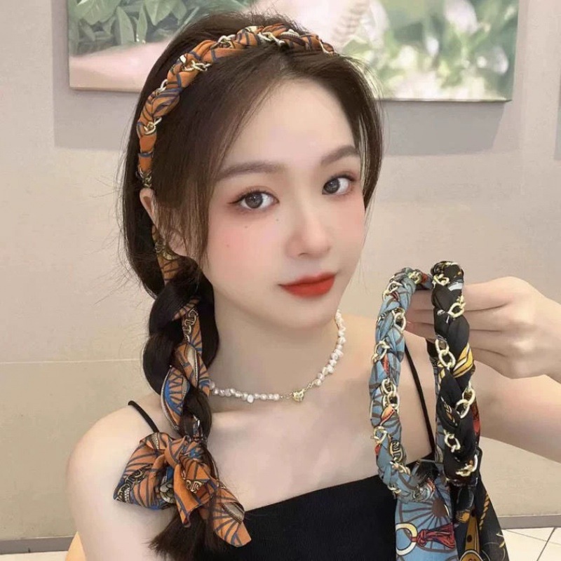 Băng đô cài tóc bằng vải satin phong cách cổ điển