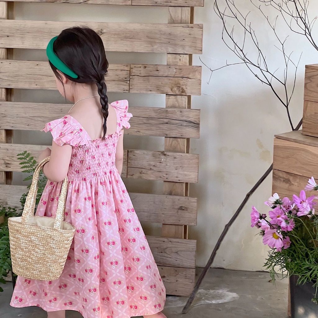 Đầm Hoa Không Tay Thời Trang Mùa Hè Xinh Xắn Dành Cho Bé Gái