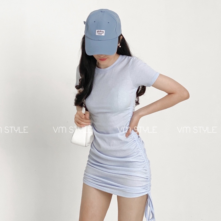 Đầm gân tay ngắn body váy rút dây FMStyle SaiGon 21VD04T371003