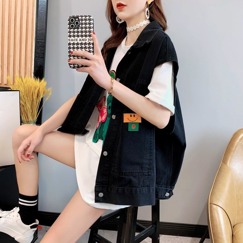 Áo Khoác Denim Không Tay Dáng Rộng Thời Trang Xuân Thu 2022 Cho Nữ