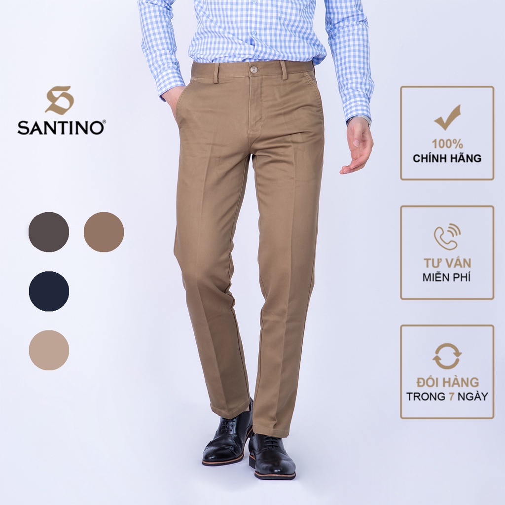 Quần Kaki công sở Cotton SANTINO cao cấp, form ôm nhẹ, co dãn thoáng mát, dễ dàng vận động - K041