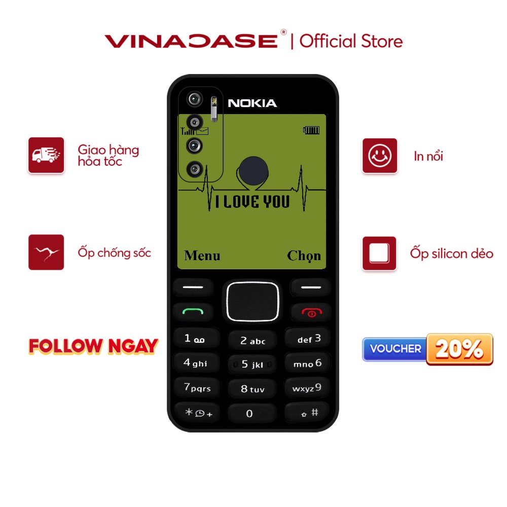 Ốp lưng Vina Case Vsmart Joy 3/Joy 4/Star 3/Aris/....dẻo đen in hình Nokia.