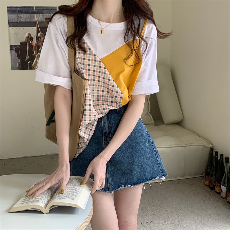 Áo Thun cotton Tay Ngắn Giả Hai Lớp Thời Trang Mùa Hè Hàng Mới