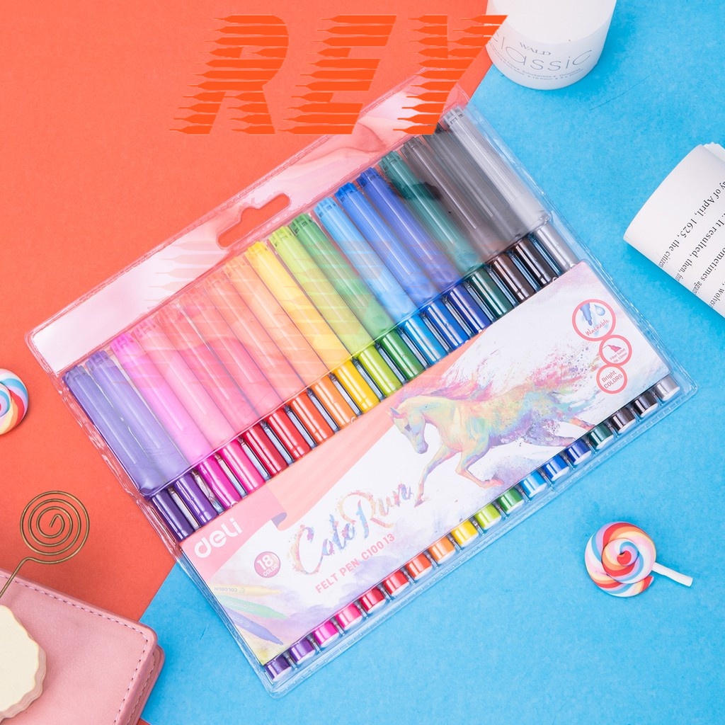 [Giao hỏa tốc] COMBO 2 vỉ bút lông màu Colorun Felt Pen Deli  C10003 - C10013 - C10023