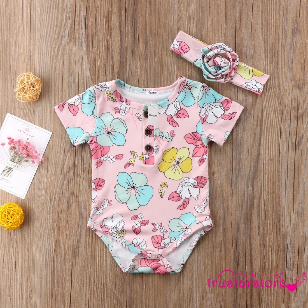 ✦ZWQ-2018 NEW Baby Girl Cute Short-sleeved Printed Floral Cut Romper + | BigBuy360 - bigbuy360.vn