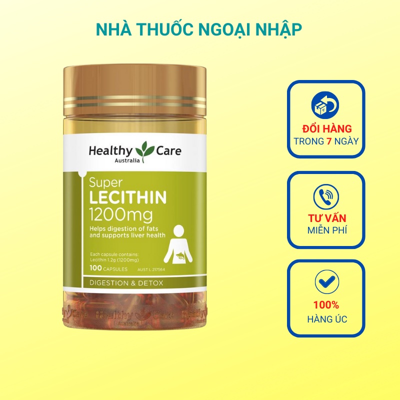 Mầm đậu nành (100v) tăng cường sinh lý, ngăn lão hóa cho phụ nữ trên 30 tuổi Healthy Care Super Lecithin 1200mg, Úc