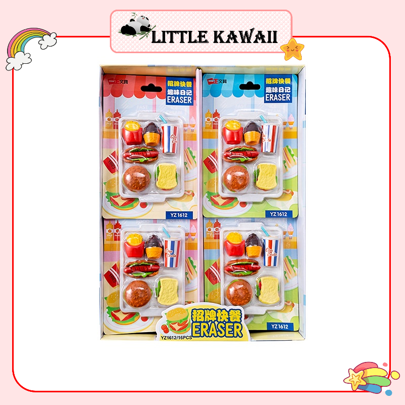 Set 6 cục gôm/ tẩy bút chì chủ đề thức ăn nhanh sáng tạo dễ thương