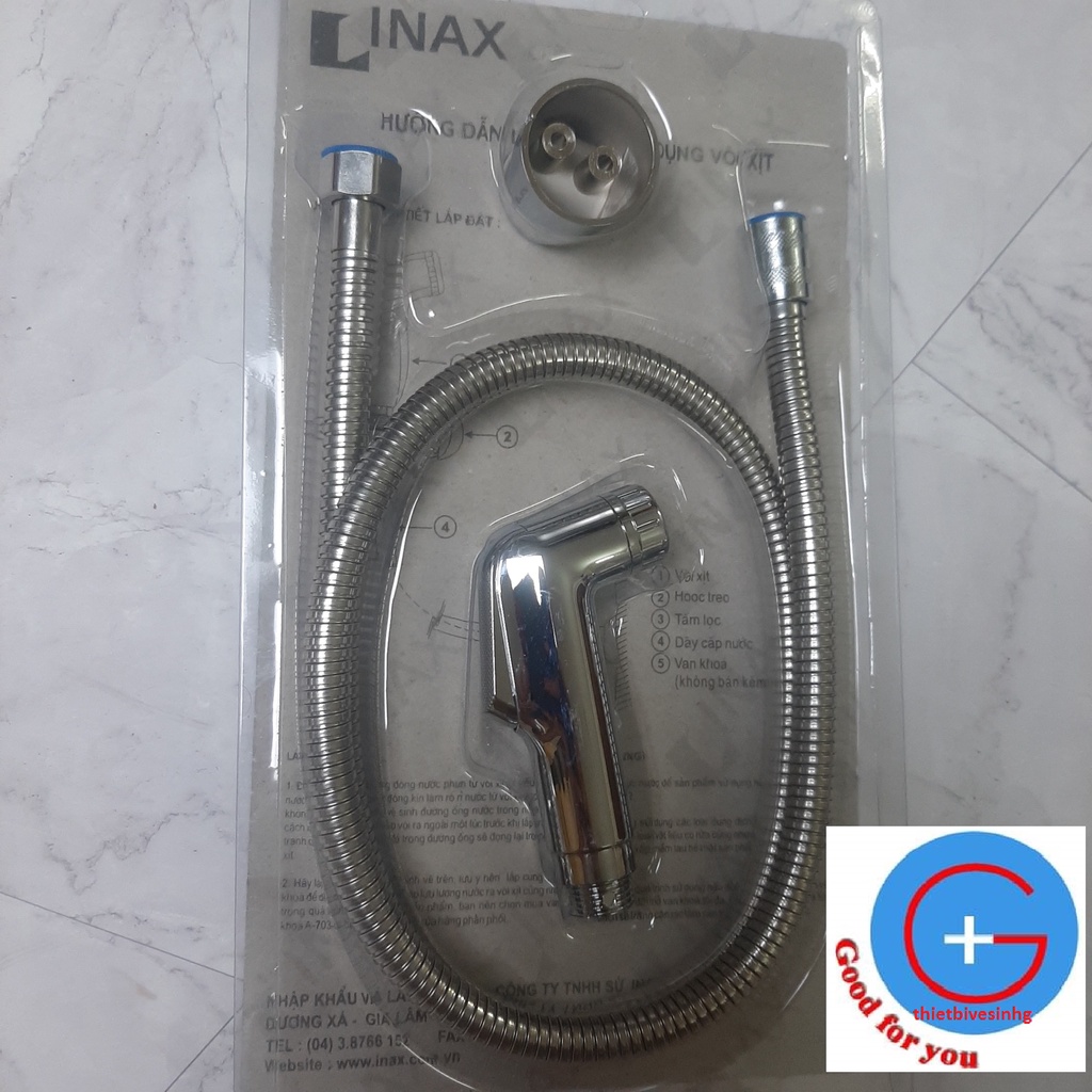 Bộ xịt vệ sinh INAX Inox đầu vòi xịt và dây ti đồng- bộ xịt toilet Linax