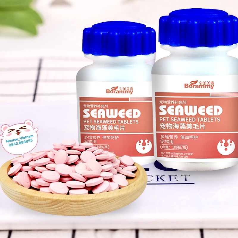 Vitamin cho chó Borammy Viên rong biển dưỡng lông cho mèo bổ gan thận NourseVietnam BM04