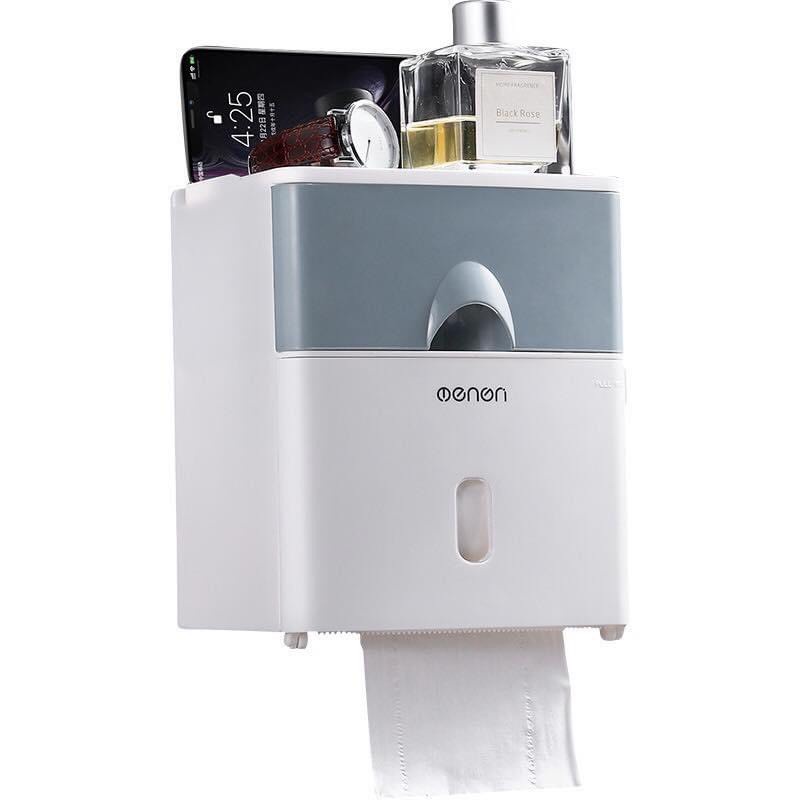 JH256 Hộp đựng giấy vệ sinh gắng tường tiện dụng có ngăn kéo hãng Oenon nhựa ABS cao cấp không mùi (Kèm miếng dán)