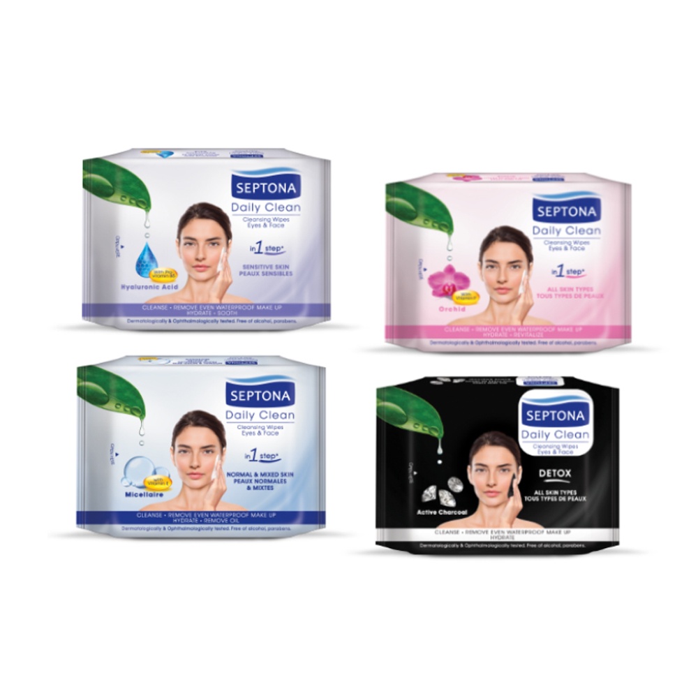 Khăn ướt tẩy trang hằng ngày SEPTONA Vitamin E và Micellaire